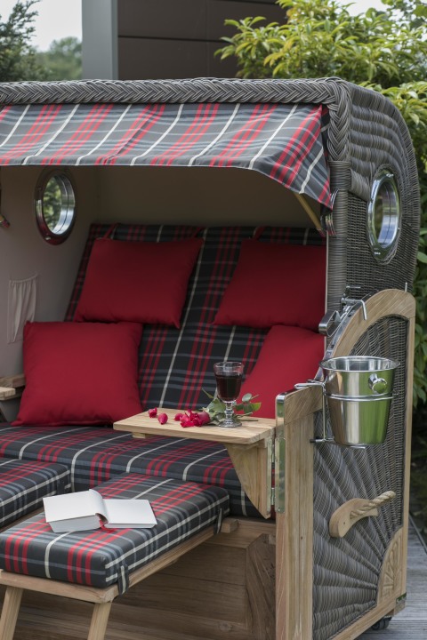 Strandkorb Westerland Teak Bullauge PE G...